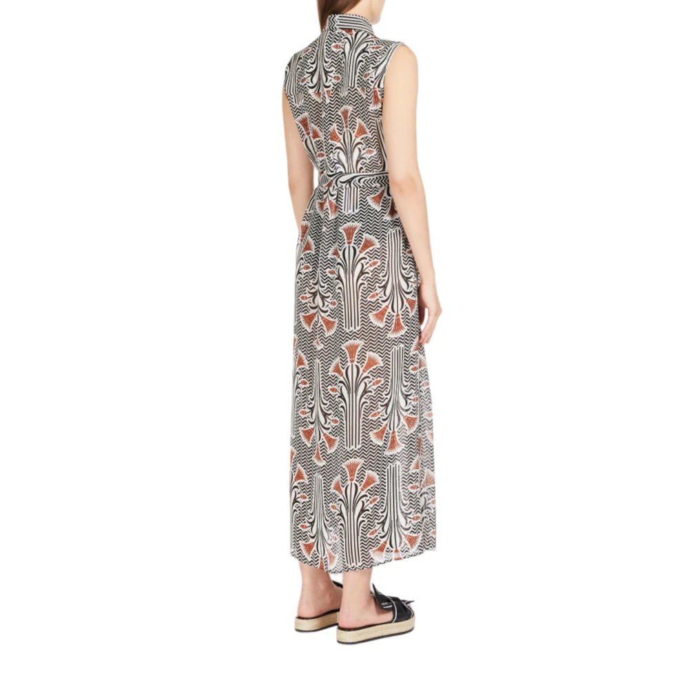 Max Mara Gedrukte Viscose Chemisier Jurk Gray Dames