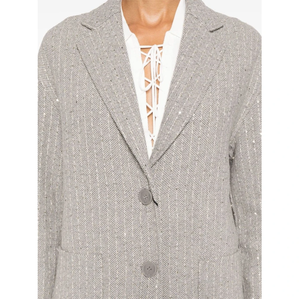 Twinset Pailletversierde Wollen Jas Gray Dames