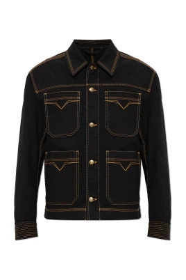 Denimjacka med kontrasterande sömmar