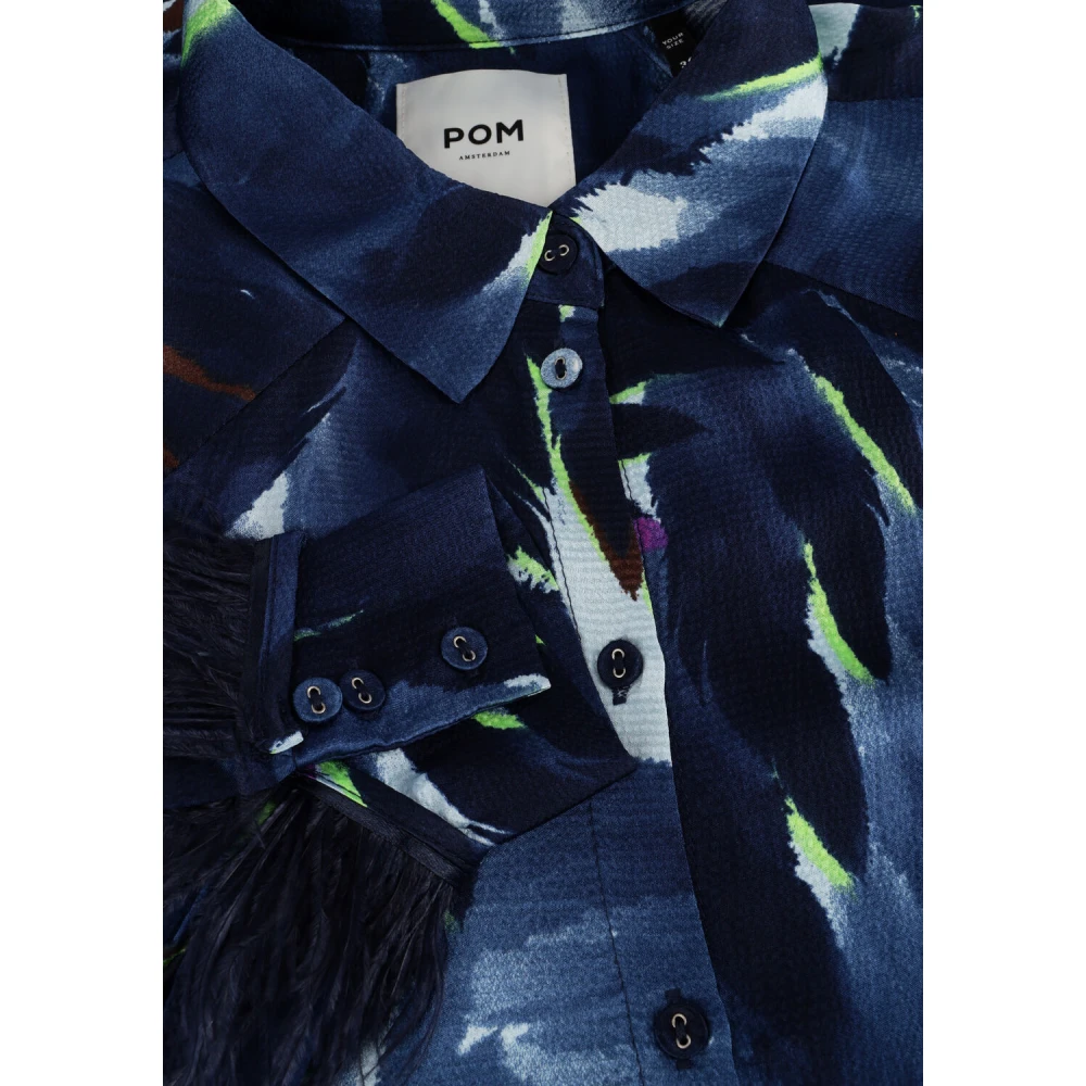 Pom Amsterdam Blauwe Veren Midi Jurk Multicolor Dames