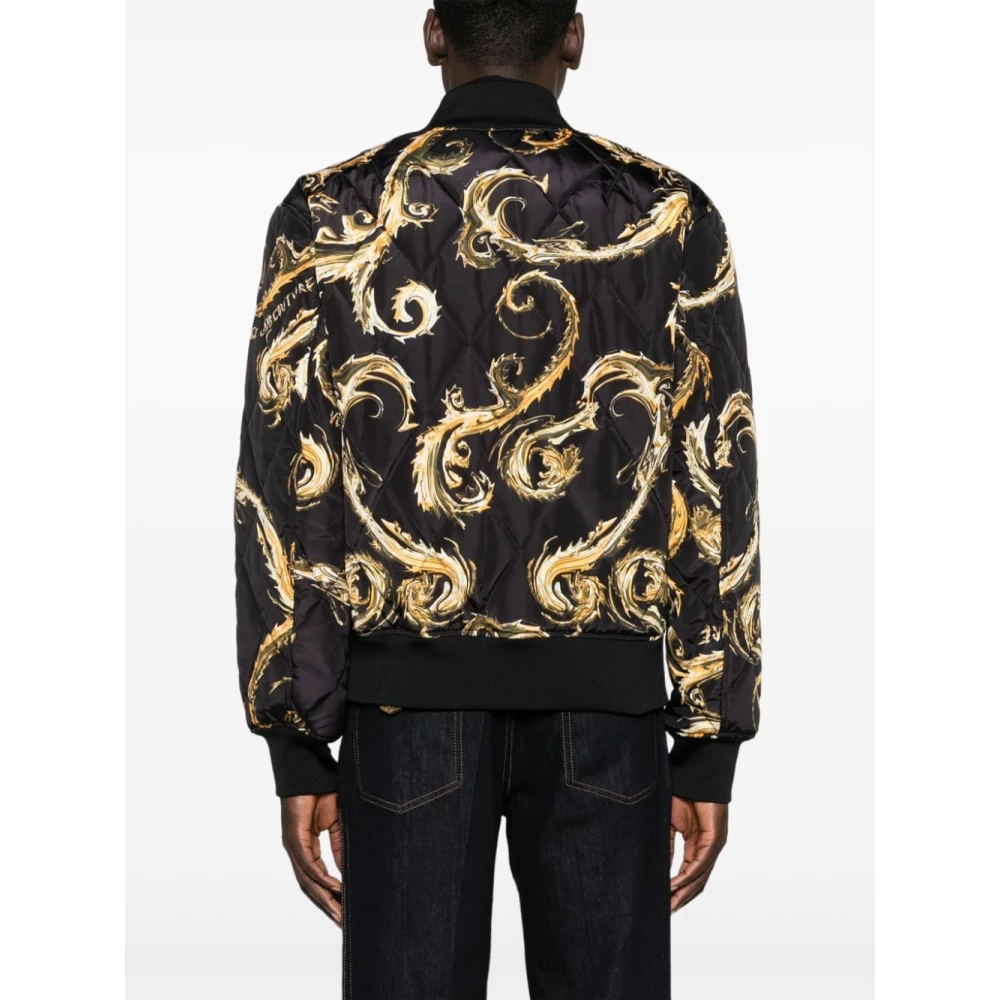 Versace Jeans Couture Zwarte Parka Jas Luxe Stijl Multicolor Heren