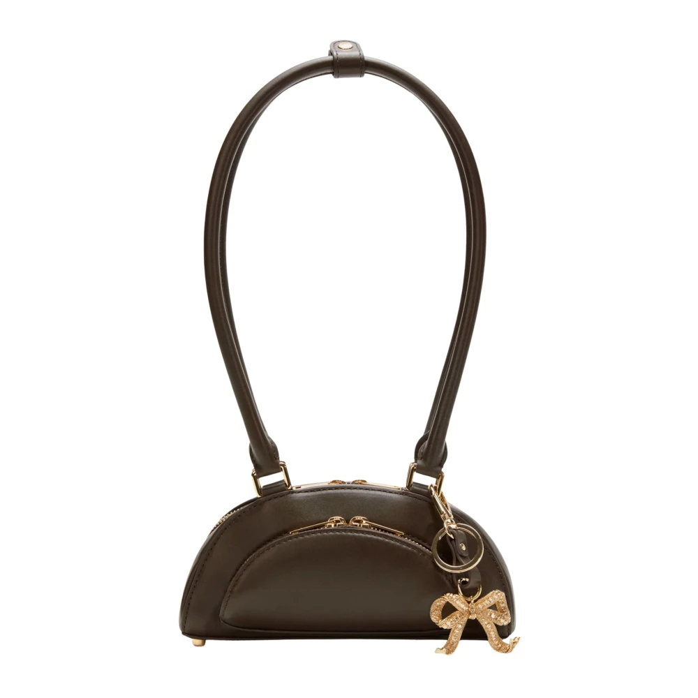 Self Portrait Brun Läder Mini Axelväska Med Charm