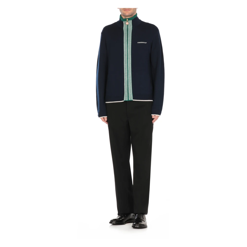 Casablanca Blauwe Wollen Vest met Hoge Hals Blue Heren