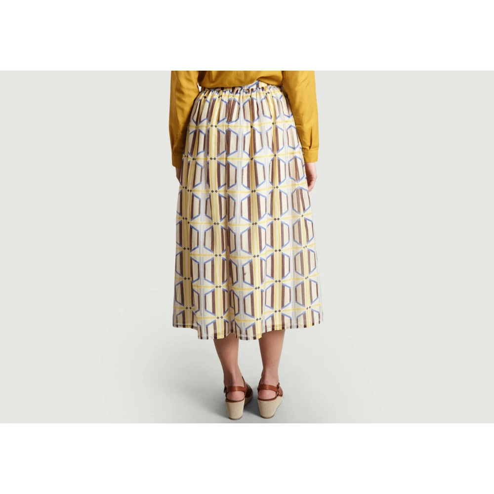 Chloé Geometrisch Patroon Zijden Midi Rok Multicolor Dames