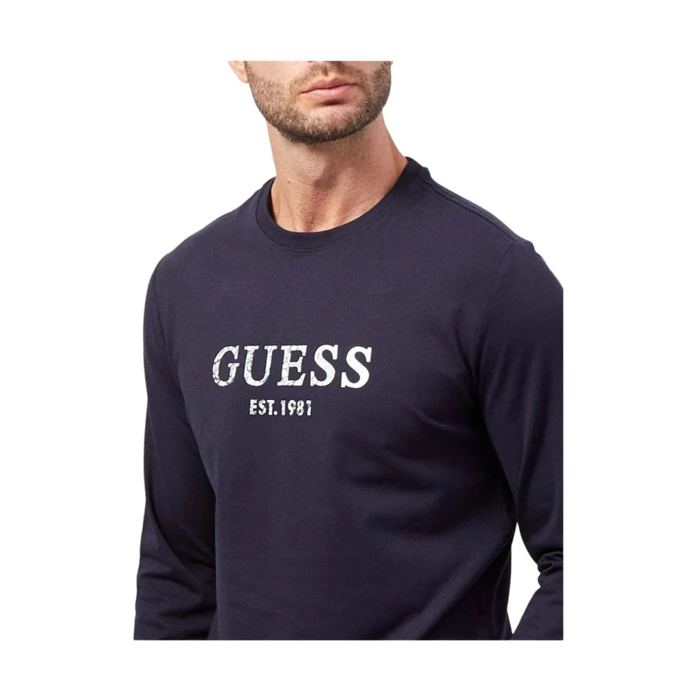 Guess Lange mouw T-shirt Blue Heren
