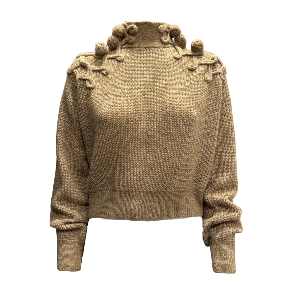 Ulla Johnson Zachte Gebreide Pom Trui Brown Dames