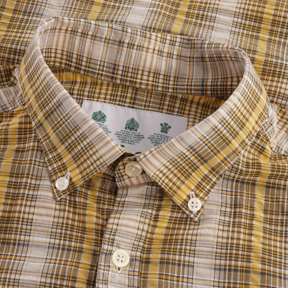 Barbour Ademend Geruit Shirt met Korte Mouwen Yellow Heren