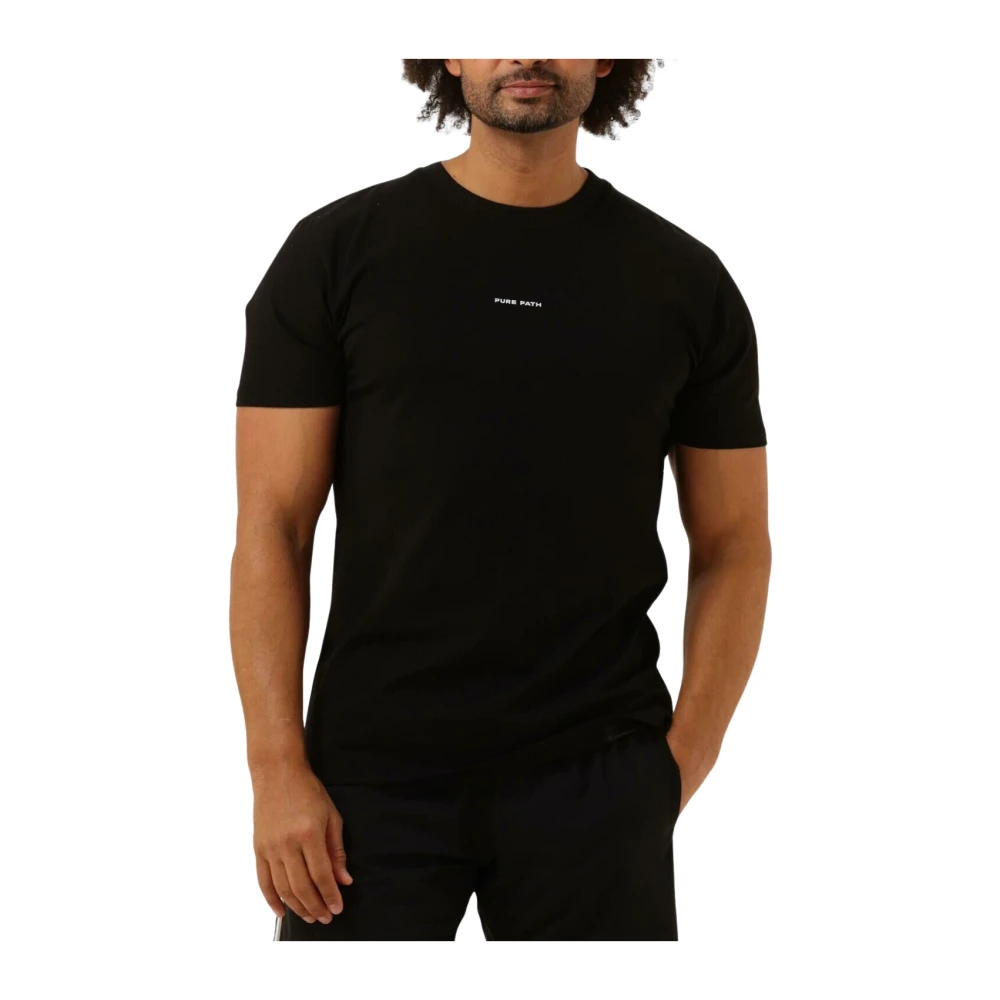 PURE PATH Heren Polo's & T-shirts Tshirt With Front And Back Print Zwart