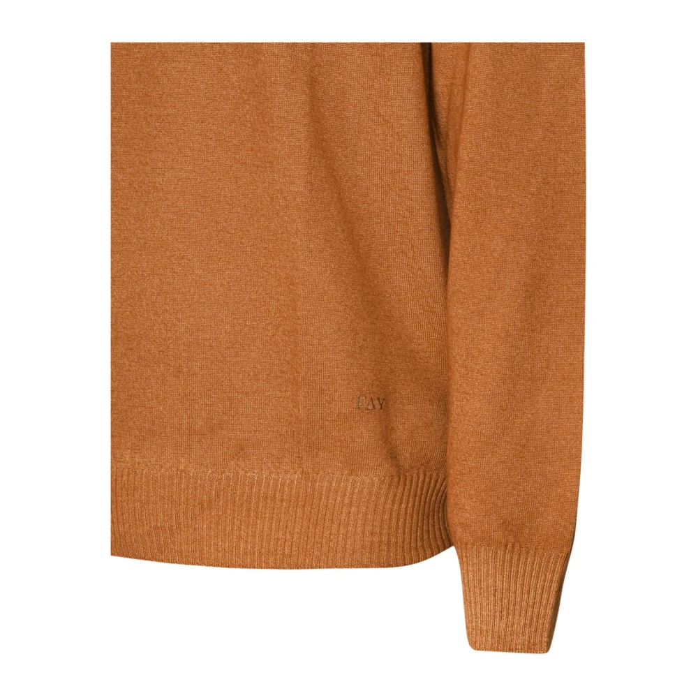 Fay Ronde Kraag Wollen Trui Brown Heren