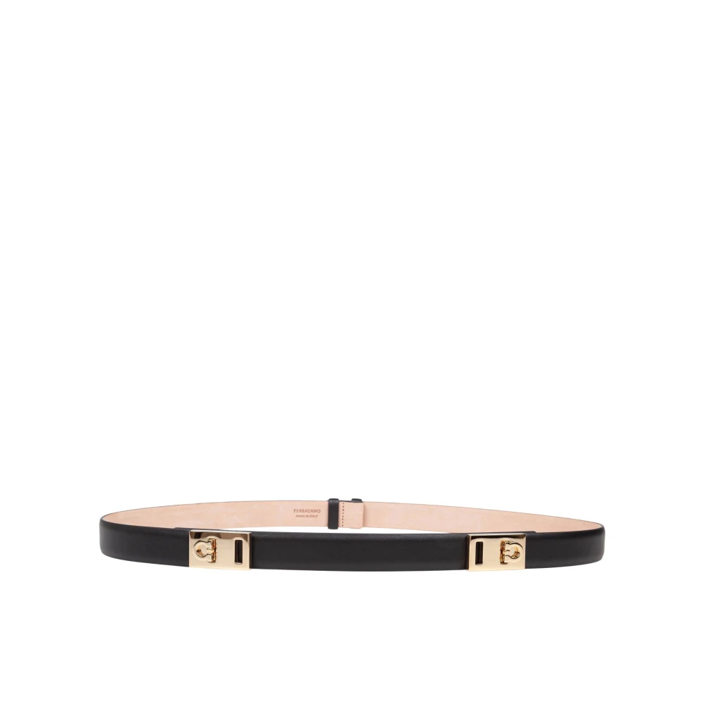 Salvatore Ferragamo Zwart Leren Uitschuifbare Hug Riem Black Dames