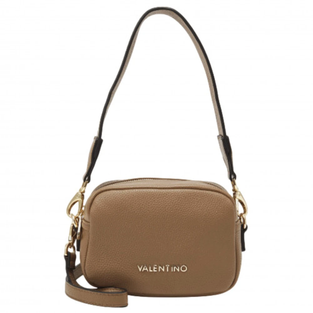Valentino by Mario Valentino Rechthoekige Taupe Handtas met Gouden Inscriptie Beige Dames