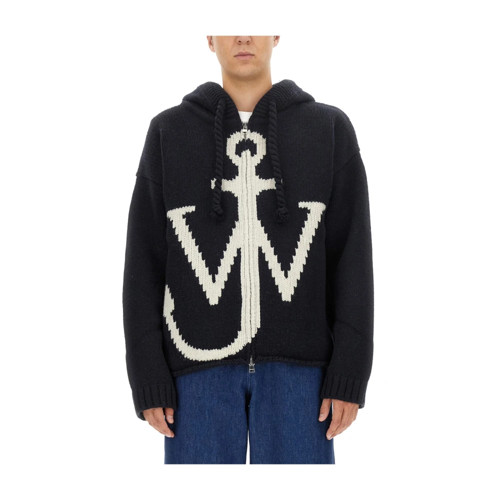 JW Anderson Merino Wol Gebreide Sweater Blue Heren