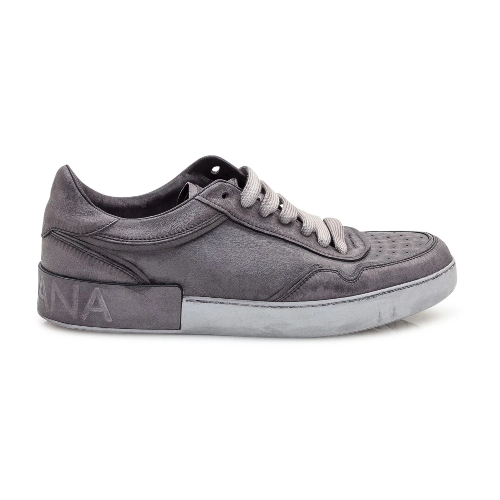 Dolce & Gabbana Portofino Kalfsleren Sneakers Heren Schoenen Grijs
