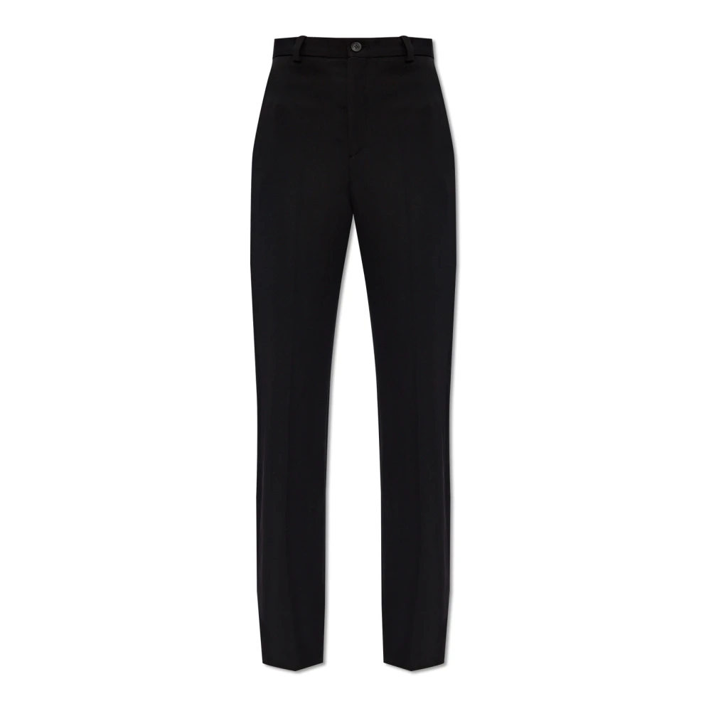 Balenciaga Wollen broek met plooien aan de voorkant Black Dames