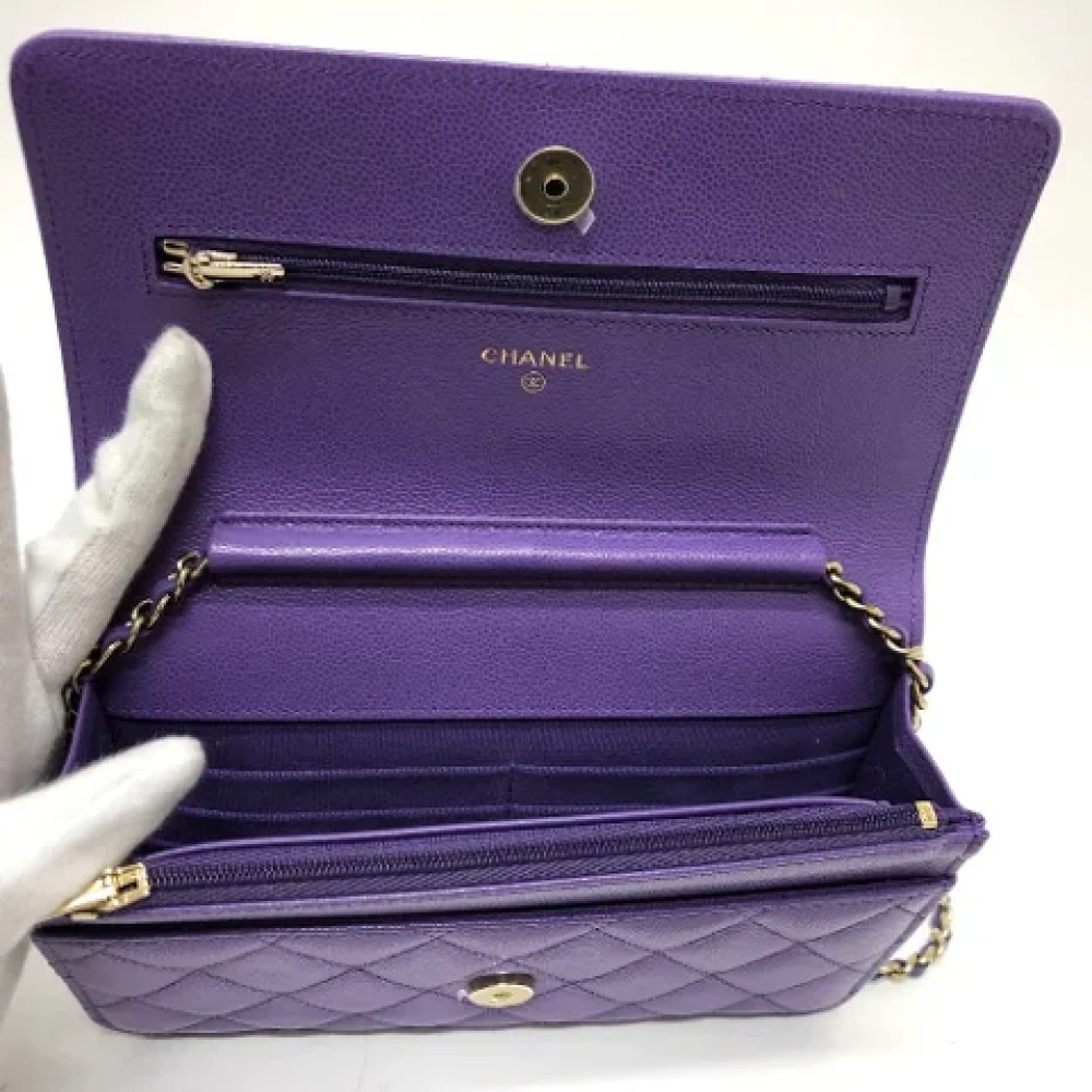 Chanel Vintage Pre-owned Leather chanel-bags Purple Dames