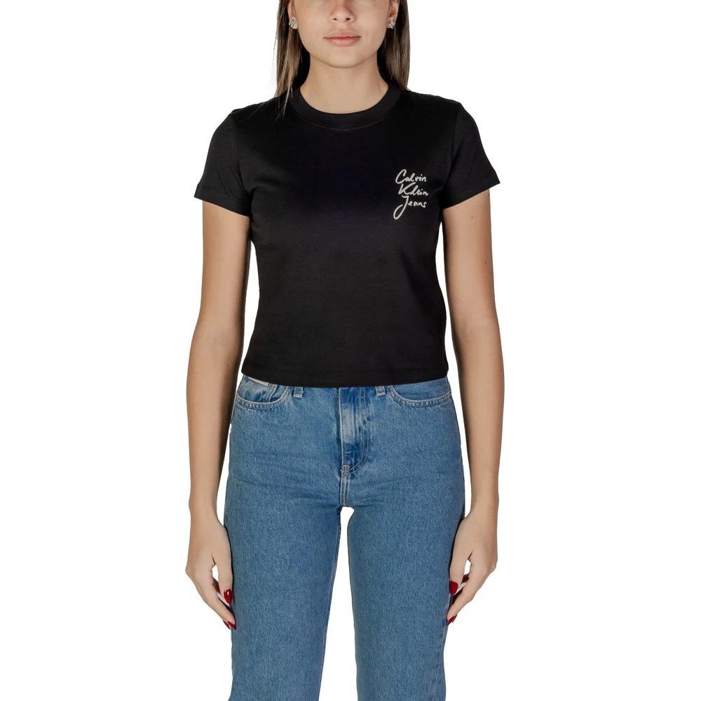 Calvin Klein Jeans Zwarte Katoenen Dames T-shirt Lente Zomer Black Dames