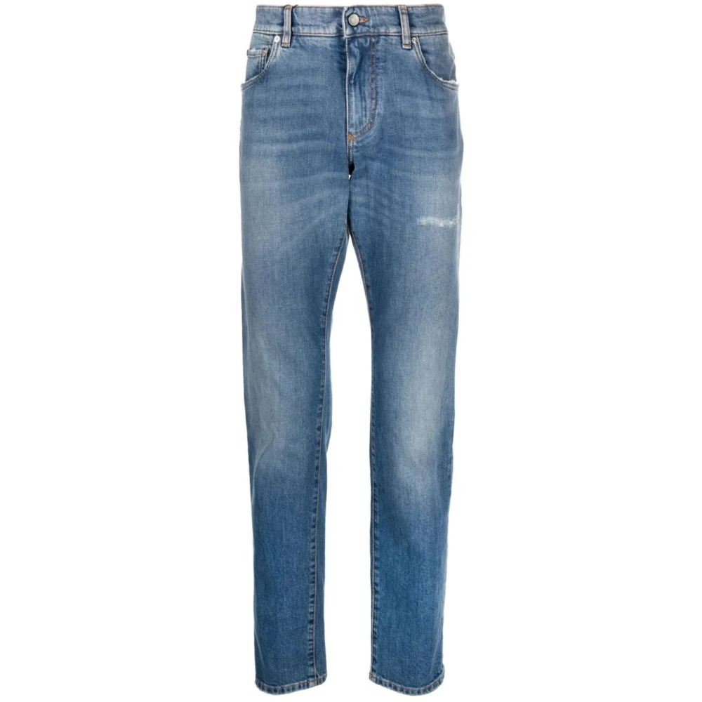Dolce & Gabbana Slim-fit jeans met distressed look Blue Heren