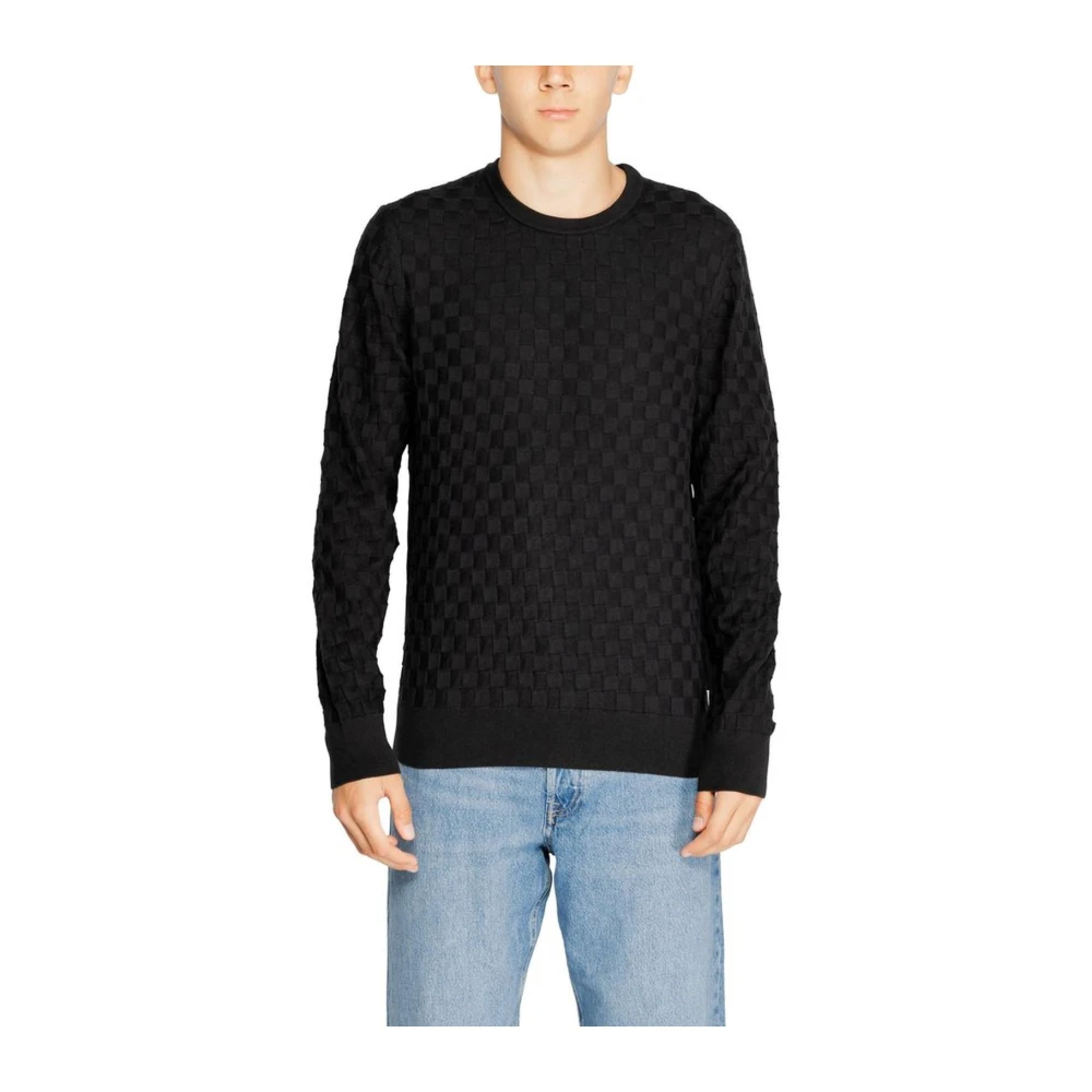 Calvin Klein Zwarte Katoen Wol Gebreide T-Shirt Black Heren