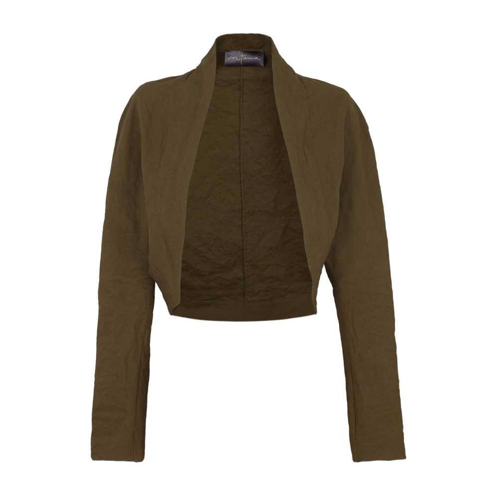 Cortana Stretch katoenen korte jas met metallic draad Green Dames