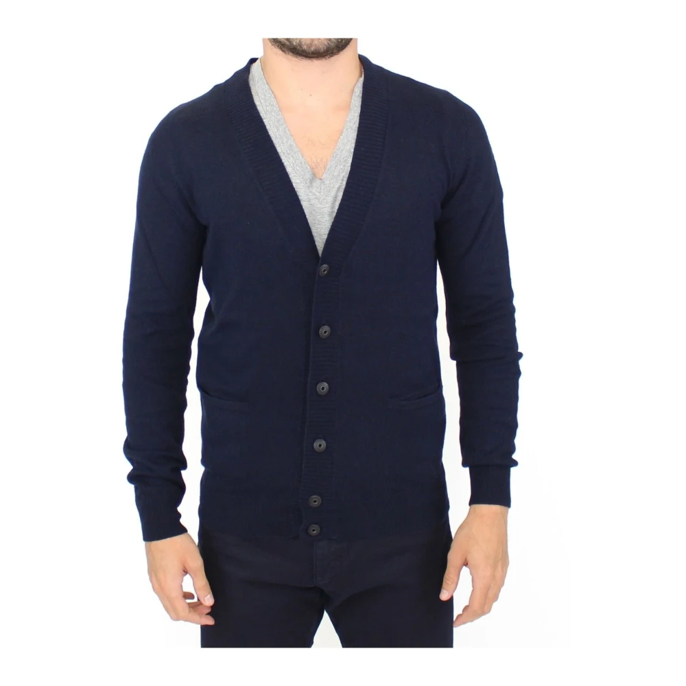 Ermanno Scervino Men's Blue Wool Blend Cardigan Sweater