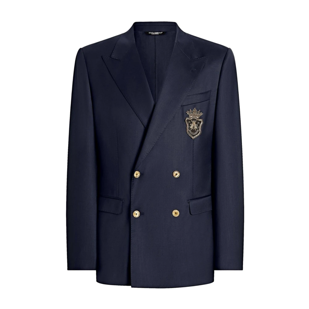 Dolce & Gabbana Blauwe Jacks met Geborduurd Logo Blue Heren