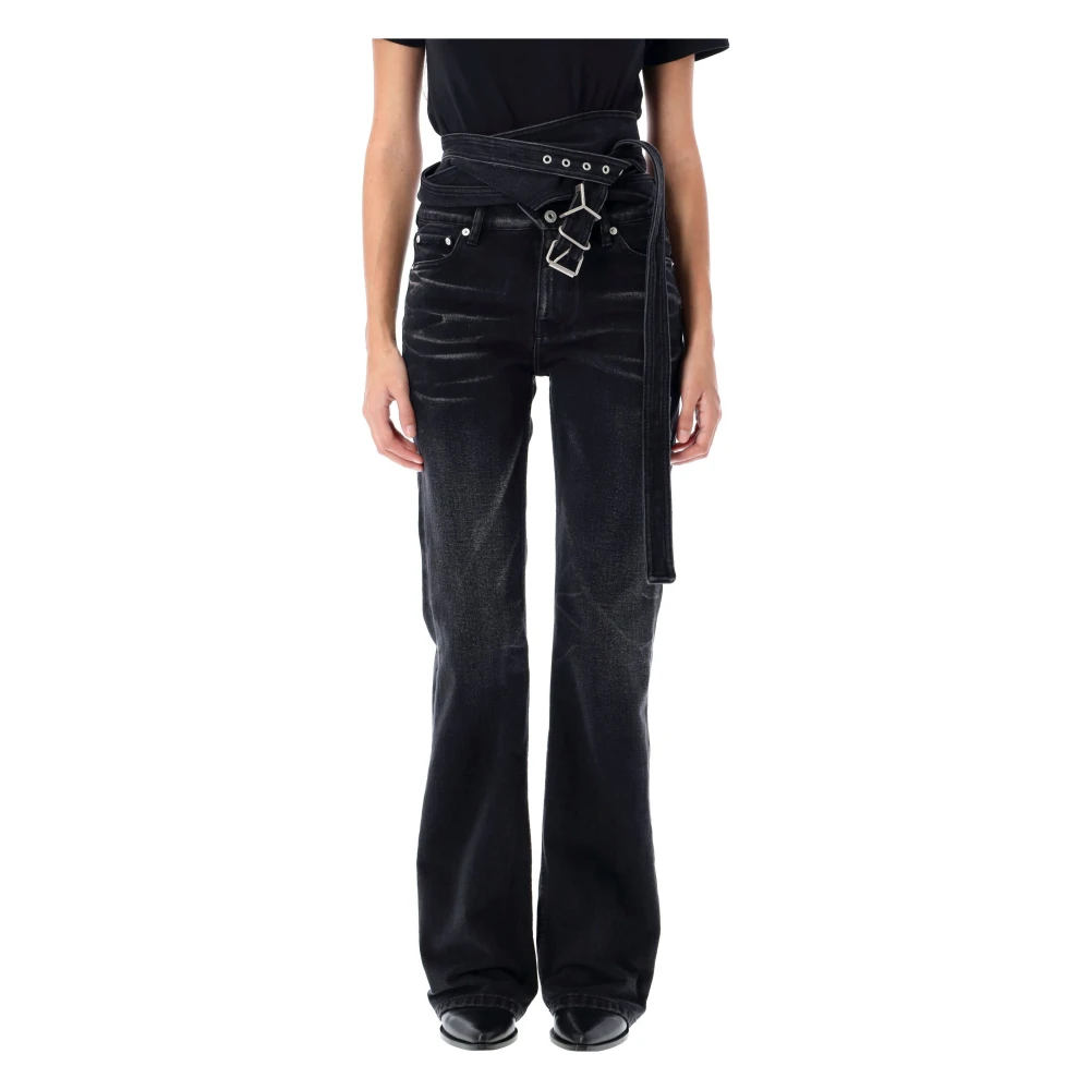 Y Project Zwarte Vervaagde Wrap Riem Jeans Black Dames