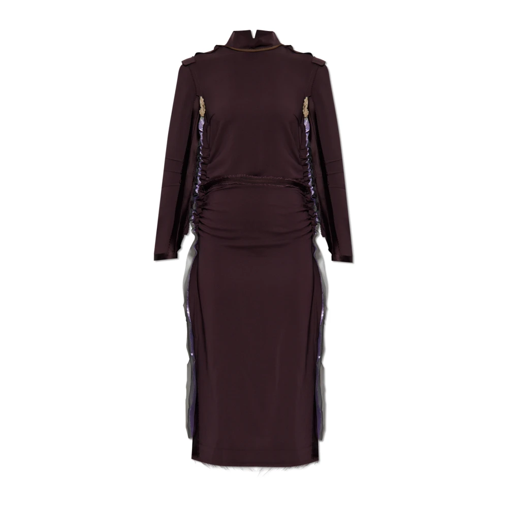Maison Margiela Purple Midi Dresses, Female, Xs, Dress Made Of Combined Fabrics