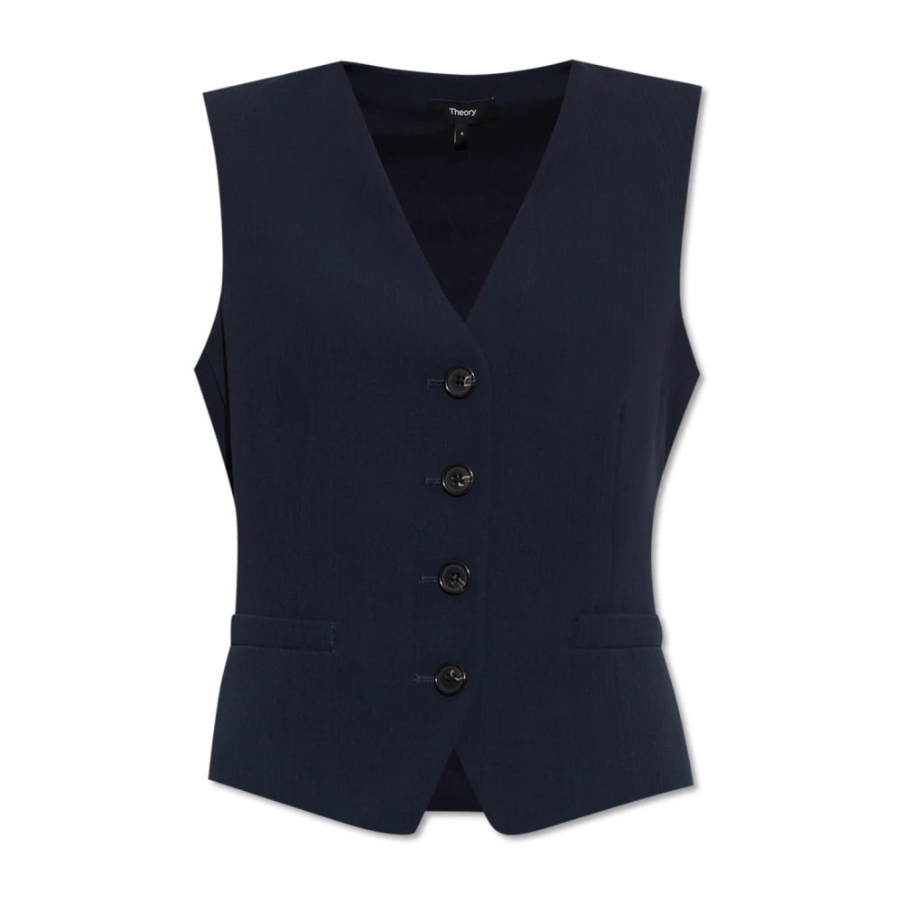 Theory Ribgebreide Vest Blue Dames