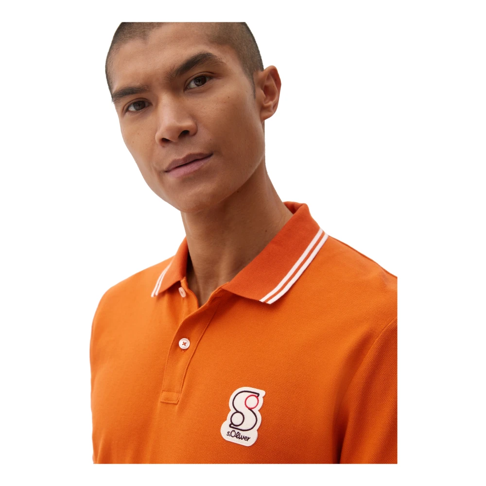 s.Oliver Heren Polo Shirt Korte Mouw Regular Fit Orange Heren