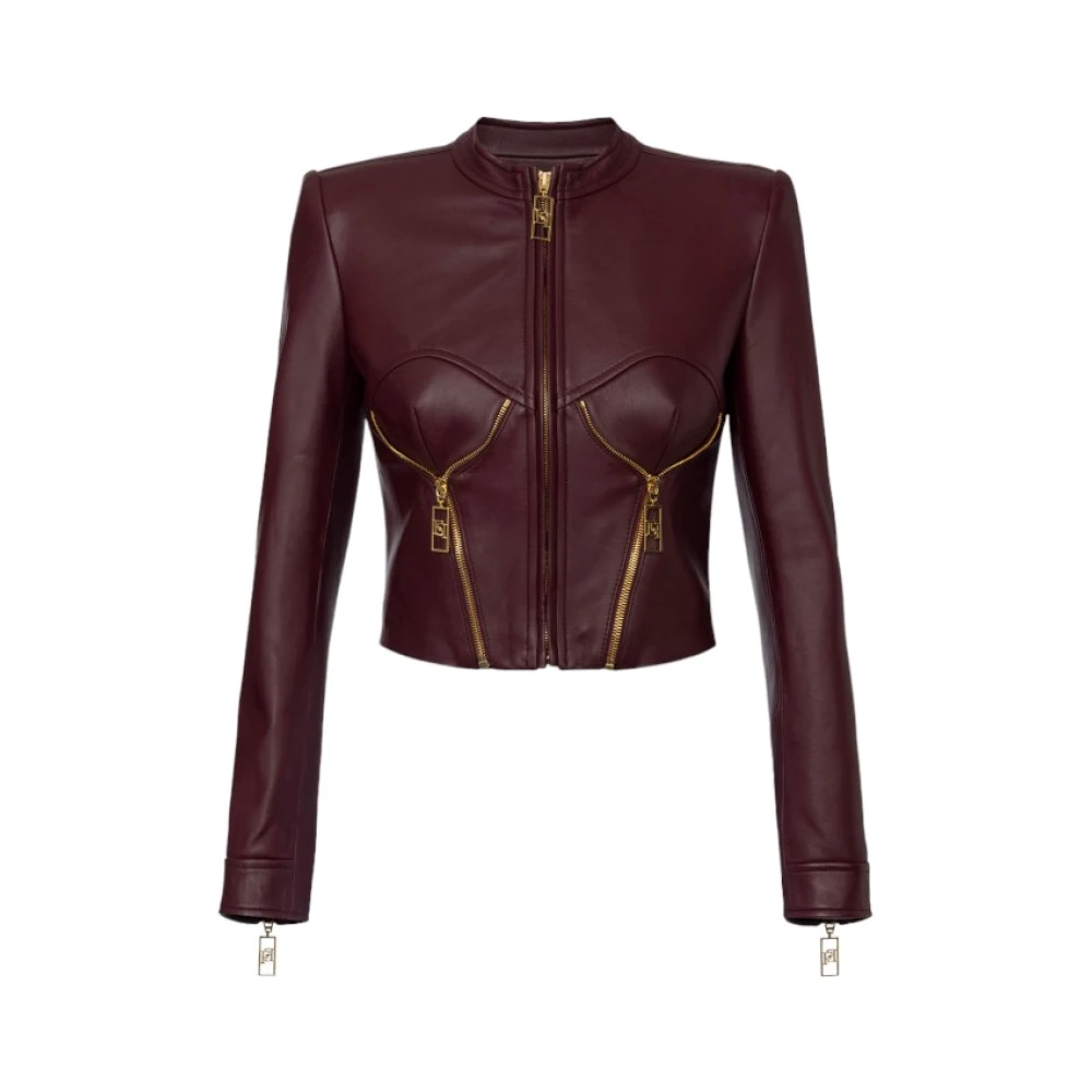 Elisabetta Franchi Leren jas Red Dames