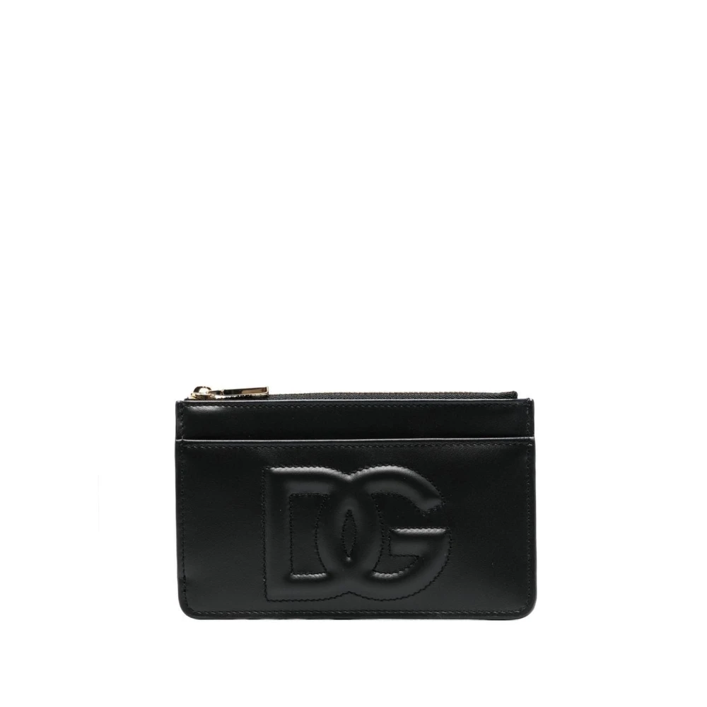 Dolce & Gabbana Svart Kalvskinn Korthållare Black, Dam