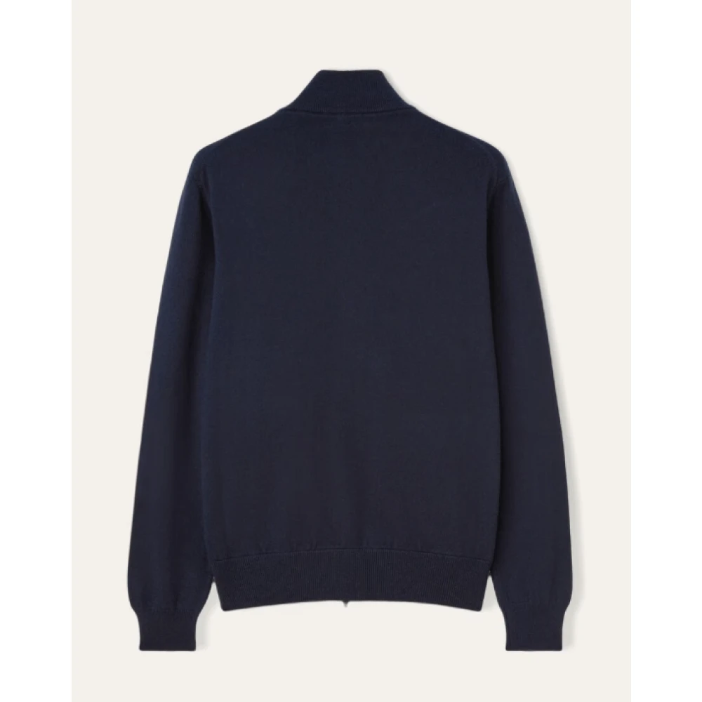 Loro Piana Blauwe Cashmere Zip-Up Bomberjas Blue Heren