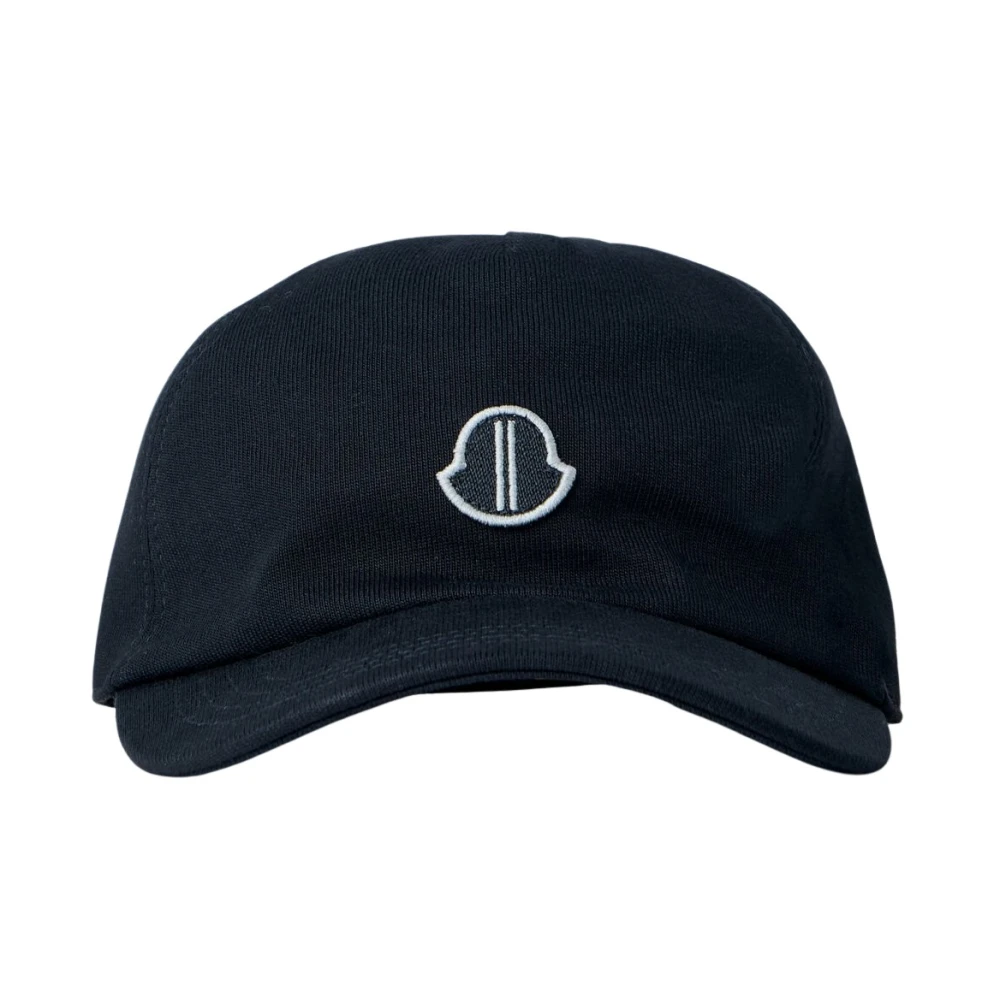 Moncler Unisex Black Hats & Caps, One Size, Embroidered Logo Gabardine Baseball Cap