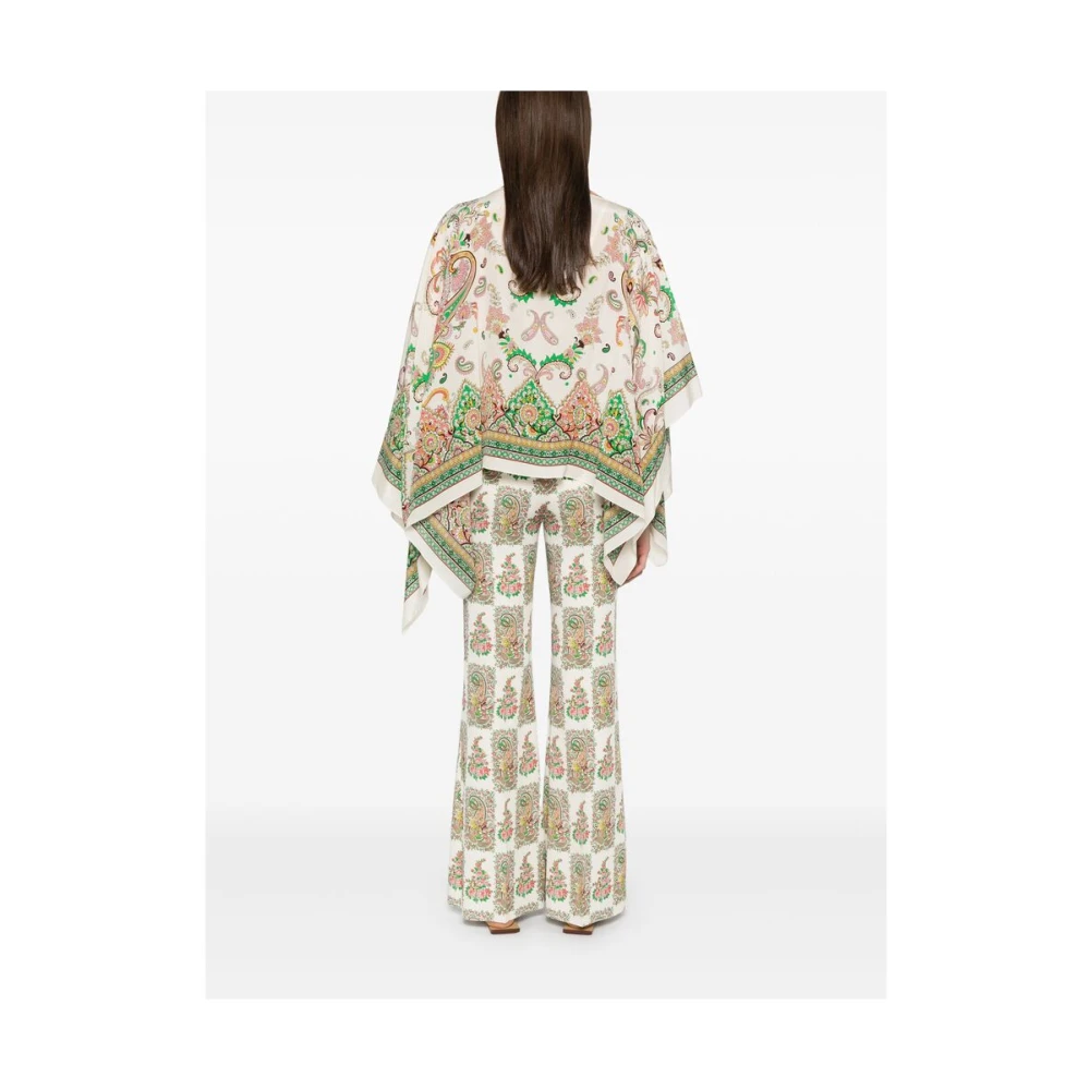 ETRO Beige Asymmetrische Boothals Cape Multicolor Dames