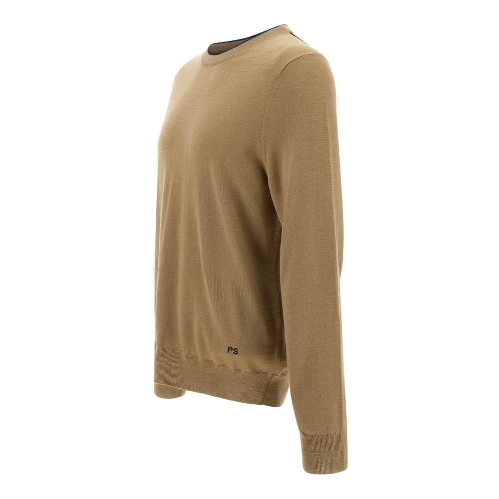 Paul Smith Heren wol pullover Kameel met zwarte bies Brown Heren