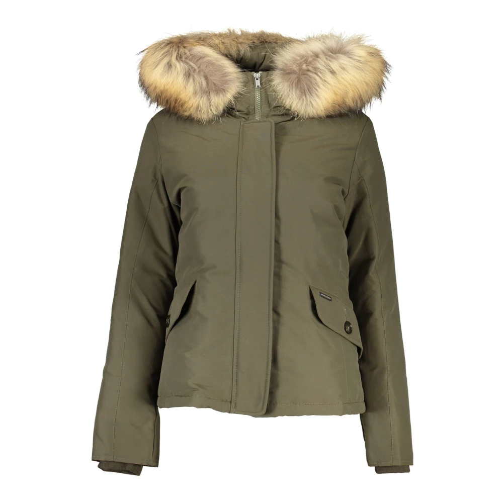 Woolrich Groene Hoodie met Afneembare Bont Green Dames