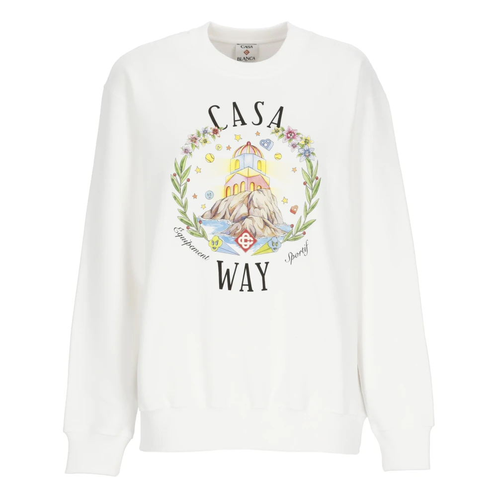 Casablanca Women's White Sweatshirts, M, Casa Way Mountain Sweatshirt