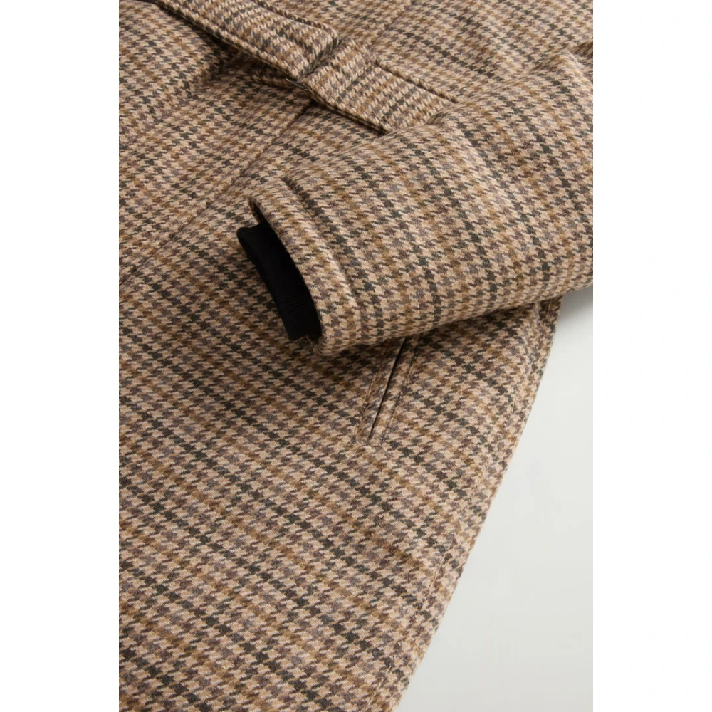 Woolrich Groene Pied De Poule Parka Jas Brown Dames
