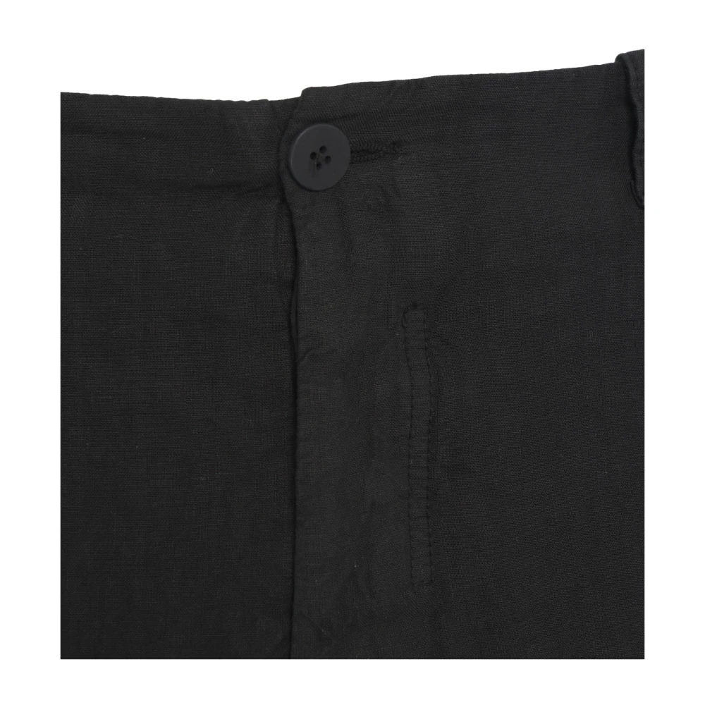 Transit Zwarte Linnen Cargo Shorts Ss25 Black Heren