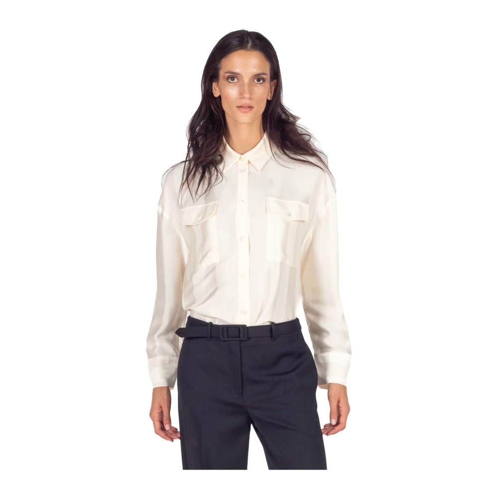 Semicouture Gestreepte cady shirt in beige Dames