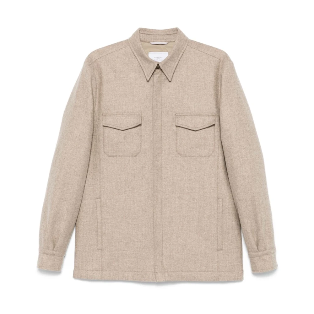 Boglioli Beige Wollen Jas Mélange Effect Beige Heren