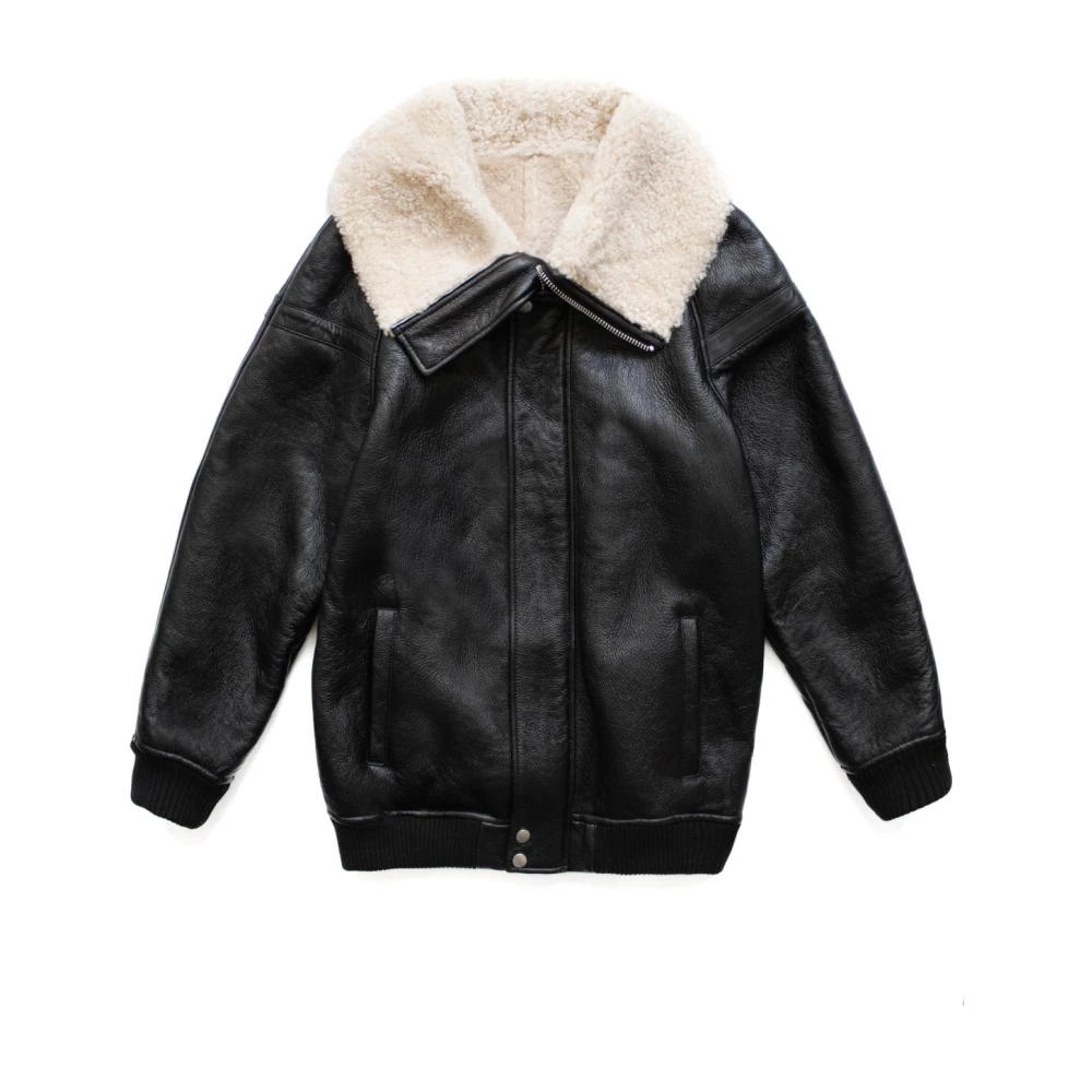 Just Things we Like Kawa Merino Lamsvacht Shearling Jas Black Dames