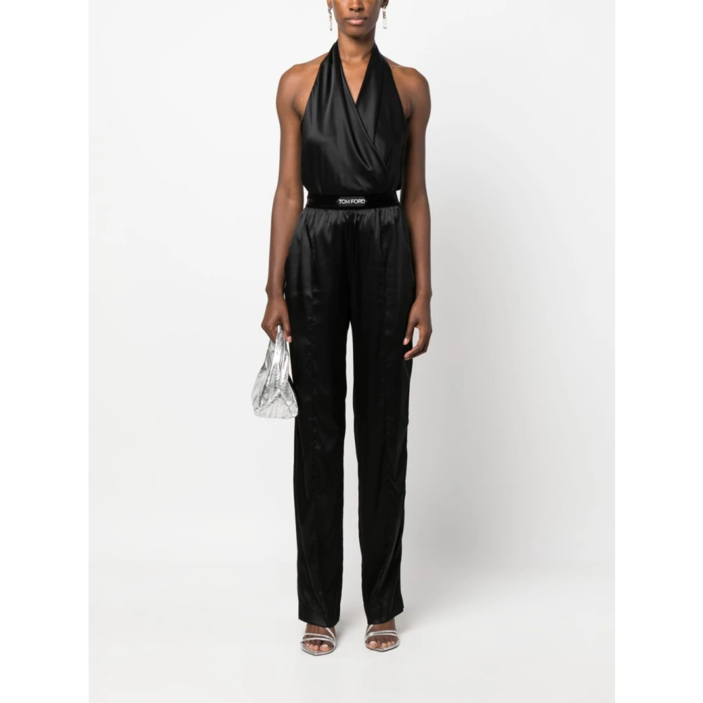 Tom Ford Zwarte Zijden Satijnen Broek Black Dames