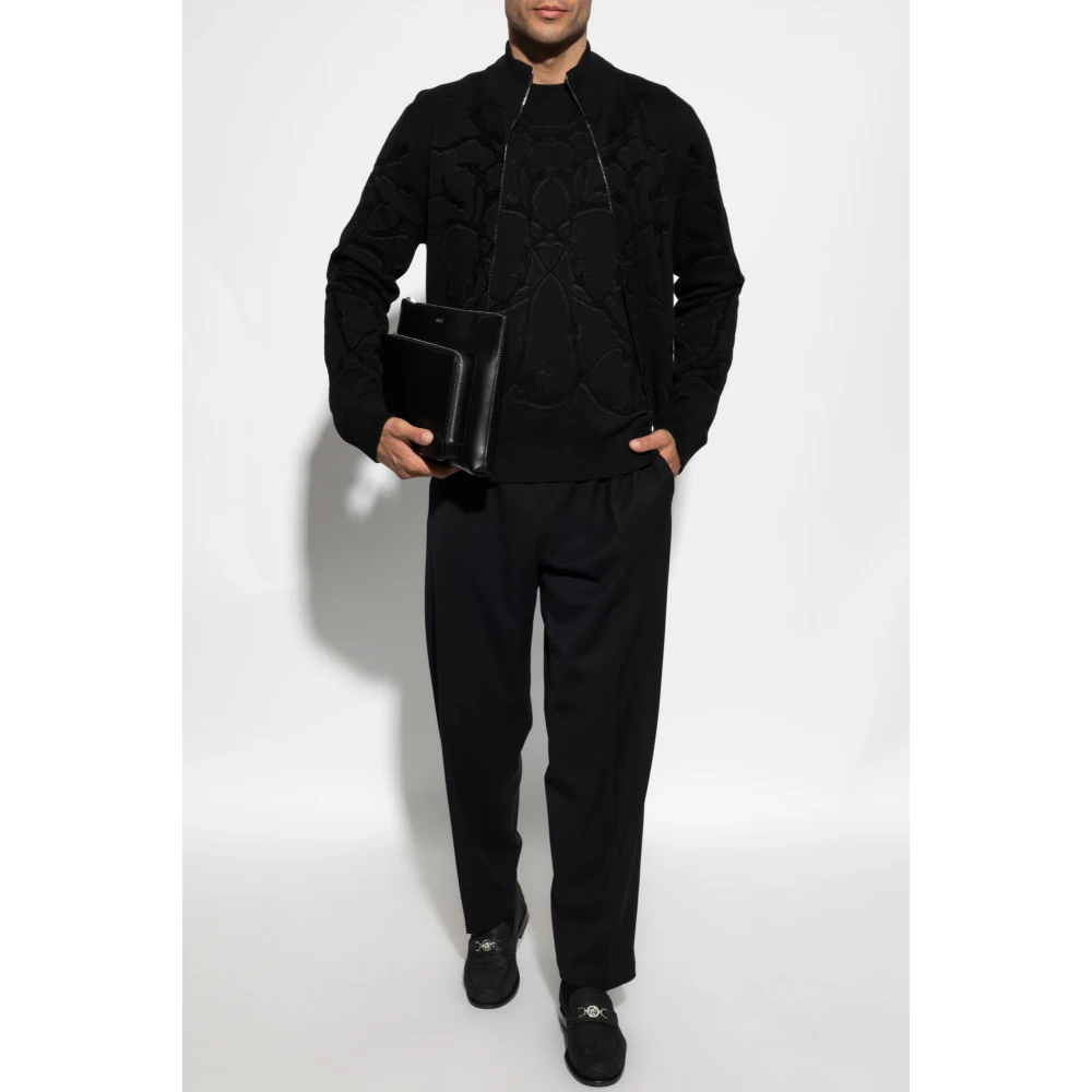 Versace Cardigan met opstaande kraag Black Heren