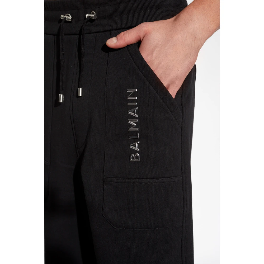 Balmain Sweatpants met logo Black Heren