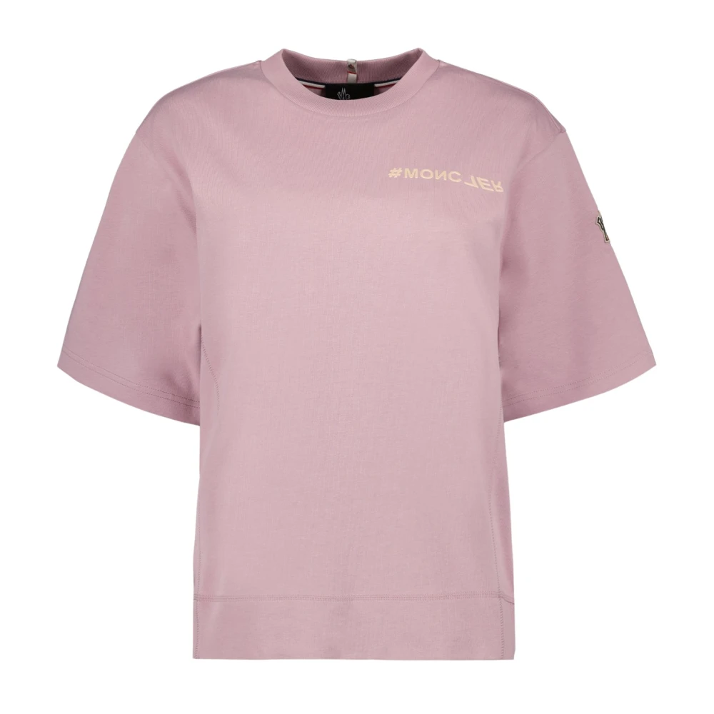 Moncler Logo Oversized Ronde Hals T-shirt Pink Dames