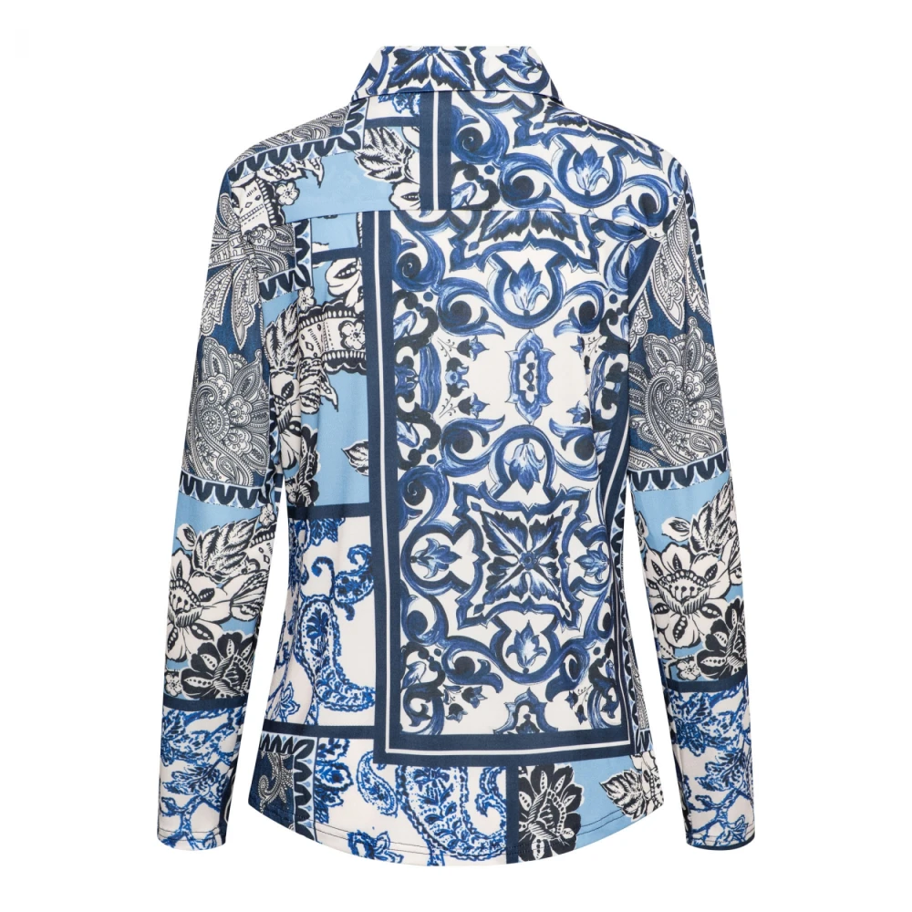 &Co Woman Overhemd met lange mouwen effen kleur Blue Dames