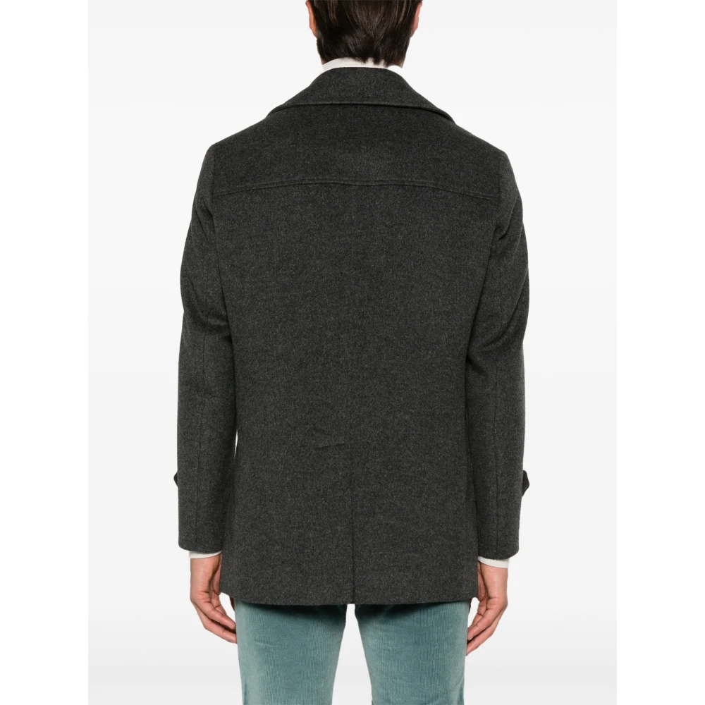 Barba Dubbelrijige wol kasjmier peacoat met capuchon Gray Heren