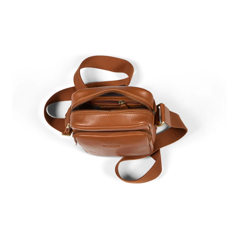 Howard London Tan Leren Crossbody Tas Brown Heren