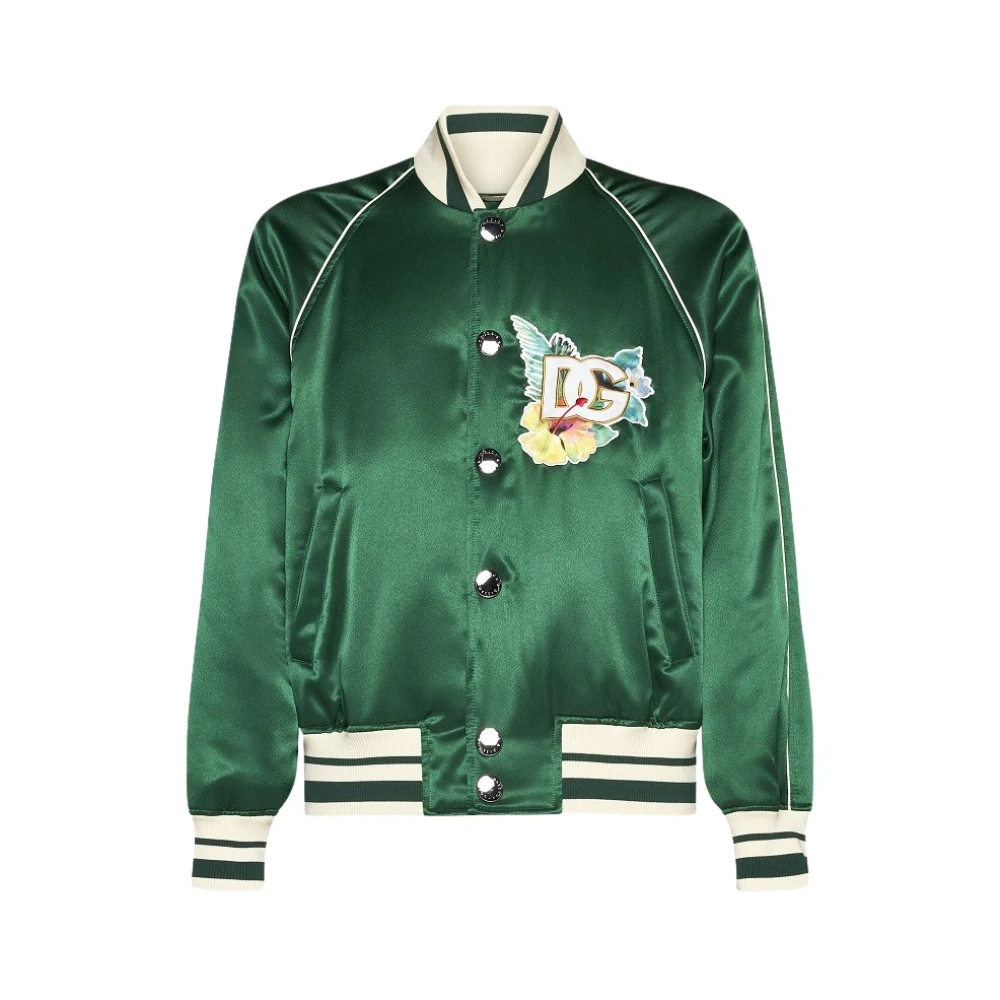 Dolce & Gabbana Men's Green Bomber Jackets, L, Stylish Jacket For